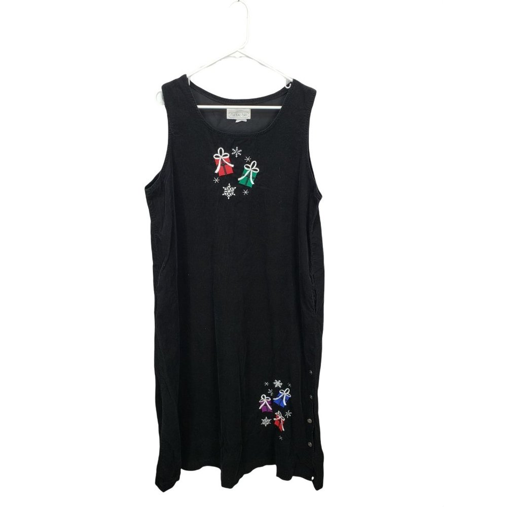 Mandal Bay Black Christmas Presents Sleeveless Corduroy Maxi‎ Dress